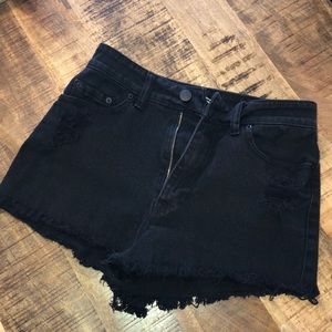 Distressed BDG High Rise Cheeky Black Shorts